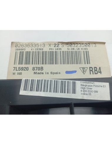 Recambio de cuadro instrumentos para porsche cayenne (typ 9pa) s referencia OEM IAM 7L5920870B  