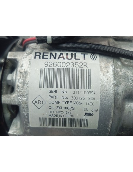 Recambio de compresor aire acondicionado para renault clio iv dynamique referencia OEM IAM 926002352R  