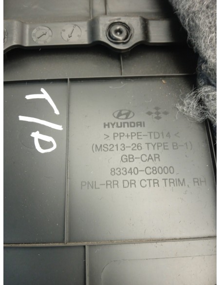 Recambio de guarnecido puerta trasera derecha para hyundai i20 fresh referencia OEM IAM 83340C8000  