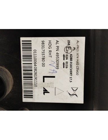 Recambio de faro izquierdo para ds 7 crossback e-tense 4x4 so chic referencia OEM IAM 9831755780  