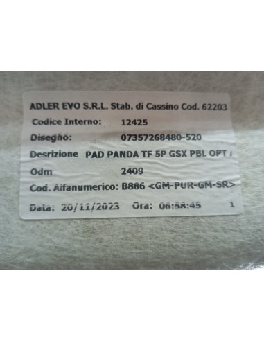 Recambio de techo interior para fiat panda (319) red referencia OEM IAM 07357268480  