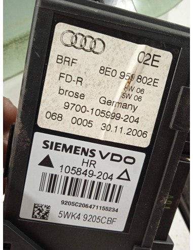 Recambio de elevalunas trasero derecho para audi a4 berlina (8e) 2.0 tdi referencia OEM IAM 8E0959802E  
