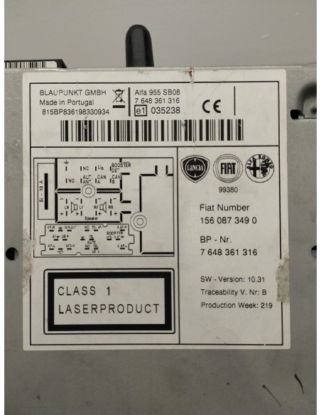 Recambio de sistema audio / radio cd para alfa romeo mito (145) junior referencia OEM IAM 1560873490  