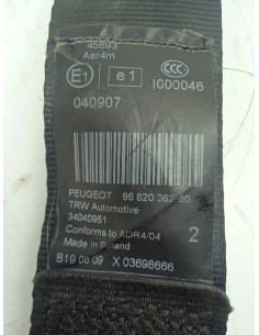 Recambio de cinturon seguridad trasero izquierdo para peugeot 3008 2.0 16v hdi fap cat (rhe / dw10cted4) referencia OEM IAM 9682 2