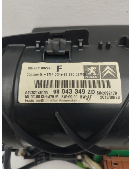 Recambio de pantalla multifuncion para peugeot 3008 allure referencia OEM IAM 98043349ZD  