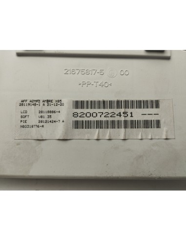 Recambio de pantalla multifuncion para renault twingo gt referencia OEM IAM 8200722451  