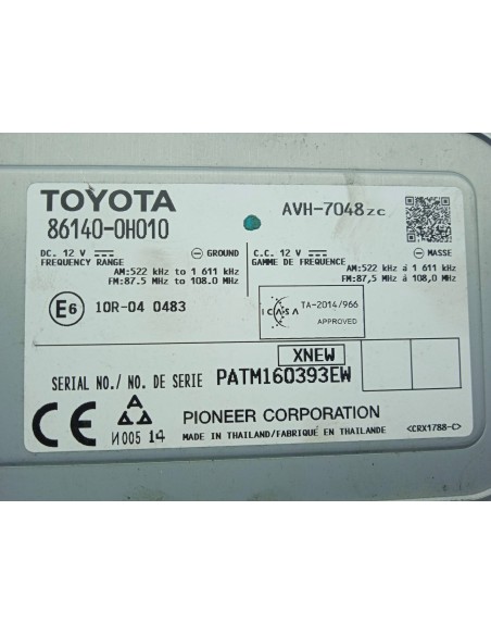 Recambio de sistema audio / radio cd para toyota aygo 1.0 cat referencia OEM IAM 861400H010  