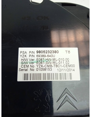 Recambio de cuadro instrumentos para peugeot 5008 active referencia OEM IAM 9805232380  
