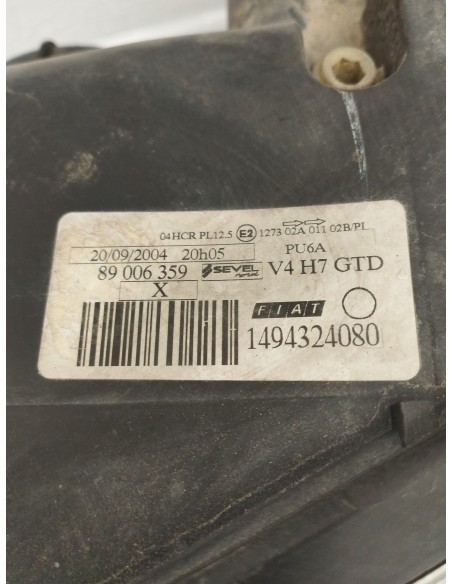 Recambio de faro izquierdo para fiat ulysse (179) 2.2 jtd dynamic referencia OEM IAM 1494324080  