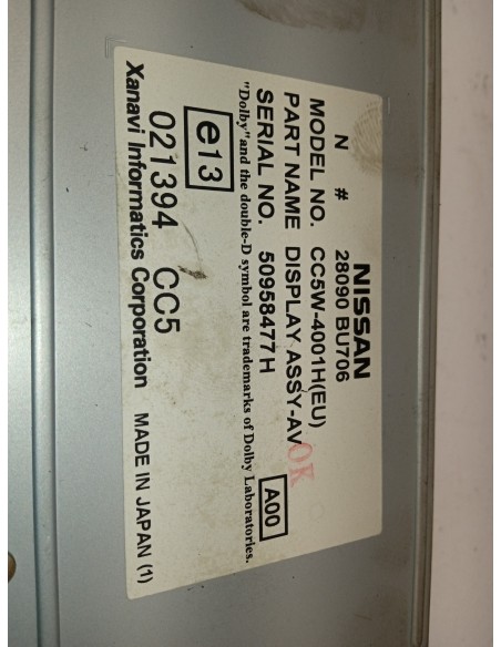 Recambio de pantalla multifuncion para nissan almera tino (v10m) acenta referencia OEM IAM 28090BU706  