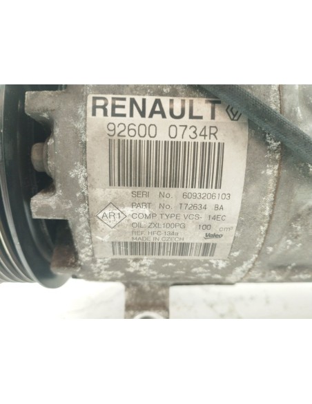 Recambio de compresor aire acondicionado para renault captur dynamique referencia OEM IAM 926000734R  