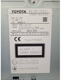 Recambio de sistema audio / radio cd para lexus ct 16v cat (híbrido) referencia OEM IAM 8614076061   2