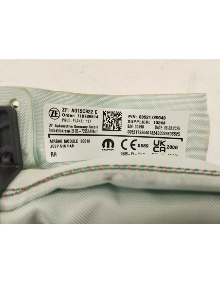 Recambio de airbag cortina delantero derecho para jeep avenger (j2) electric referencia OEM IAM 521739040  