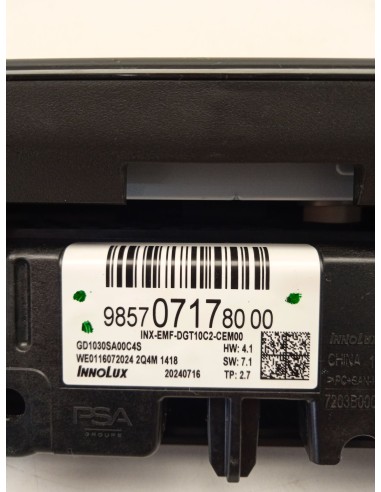Recambio de pantalla multifuncion para jeep avenger (j2) electric referencia OEM IAM 9857071780  
