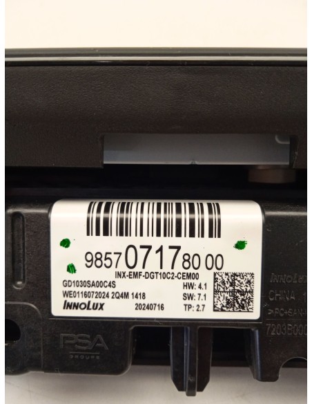 Recambio de pantalla multifuncion para jeep avenger (j2) electric referencia OEM IAM 9857071780  