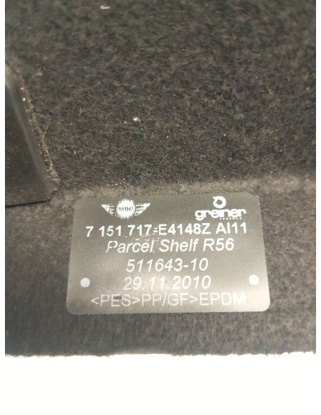 Recambio de bandeja trasera para mini mini (r56) one d referencia OEM IAM 7151717  