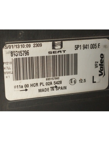 Recambio de faro izquierdo para seat toledo iii (5p2) 1.9 tdi referencia OEM IAM 5P1941005E  