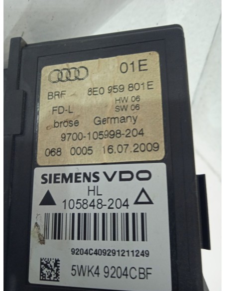 Recambio de elevalunas trasero izquierdo para seat exeo (3r2) 2.0 tdi referencia OEM IAM 8E0959801E  