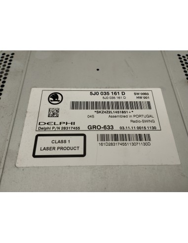 Recambio de sistema audio / radio cd para skoda fabia combi (5j5) 1.6 tdi referencia OEM IAM 5J0035161D  