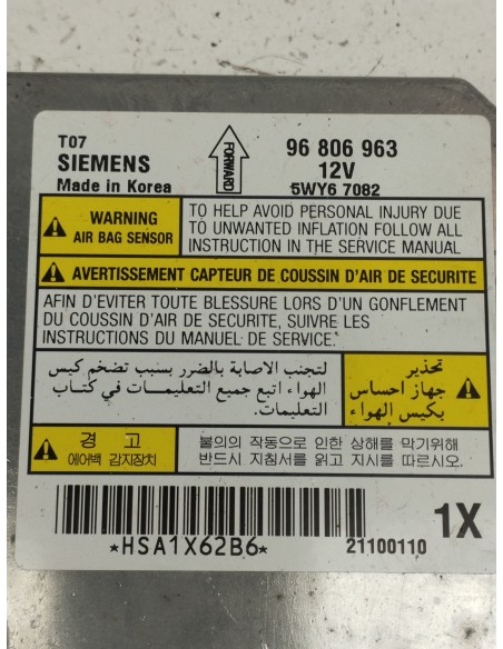 Recambio de centralita airbag para chevrolet aveo 1.4 cat referencia OEM IAM 96806963  