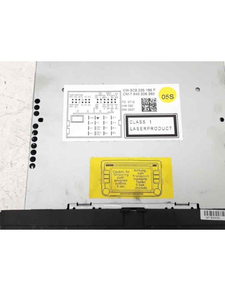 Recambio de sistema audio / radio cd para volkswagen beetle (5c1) 1.6 tdi dpf referencia OEM IAM 3C8035195F  