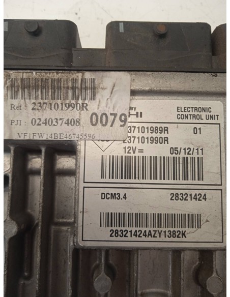 Recambio de centralita motor uce para renault kangoo 1.5 dci diesel fap referencia OEM IAM 237101989R  