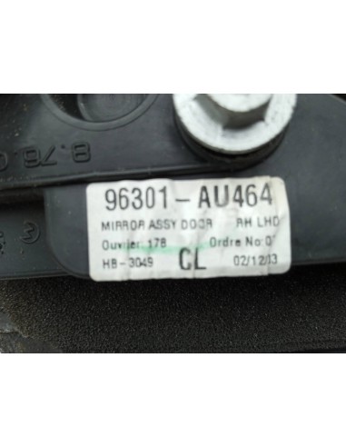 Recambio de retrovisor derecho para nissan primera berlina (p12) referencia OEM IAM 96301AU ELECTRICO CLEMA NEGRA