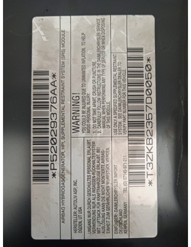 Recambio de airbag rodilla para chrysler voyager (rg) 2.8 crd cat referencia OEM IAM P52029376AA  