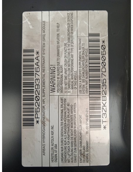 Recambio de airbag rodilla para chrysler voyager (rg) 2.8 crd cat referencia OEM IAM P52029376AA  