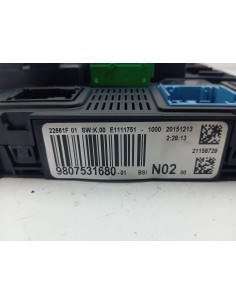 Recambio de caja reles / fusibles para citroën c4 cactus onetone referencia OEM IAM 9807531680 BSI  2