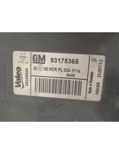 Recambio de faro derecho para opel meriva 1.7 16v cdti cat referencia OEM IAM 93175365  