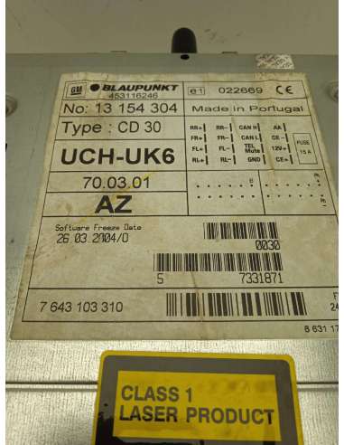 SISTEMA AUDIO / RADIO CD OPEL ASTRA H...