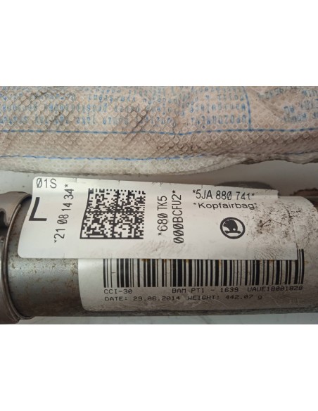 Recambio de airbag cortina delantero izquierdo para skoda rapid ambition referencia OEM IAM 5JA880741  