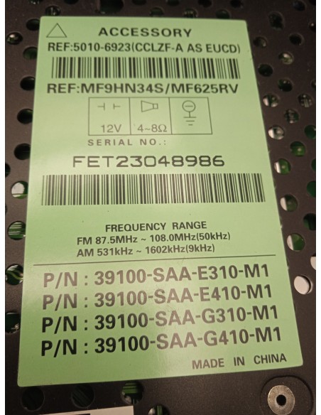 Recambio de sistema audio / radio cd para honda jazz (gd1/5) referencia OEM IAM 50106923  