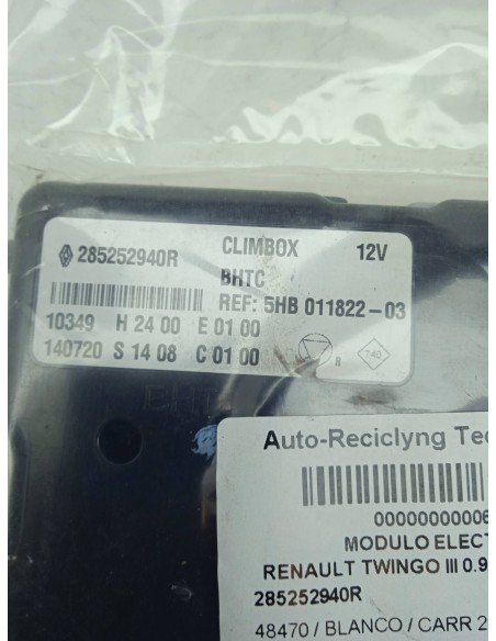 Recambio de modulo electronico para renault twingo iii 0.9 energy referencia OEM IAM 285252940R CLIMA 