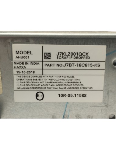 Recambio de sistema audio / radio cd para ford ka+ ultimate referencia OEM IAM J7BT18C815KS  