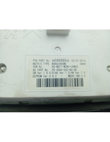 Recambio de cuadro instrumentos para peugeot 3008 referencia OEM IAM 9804898580  