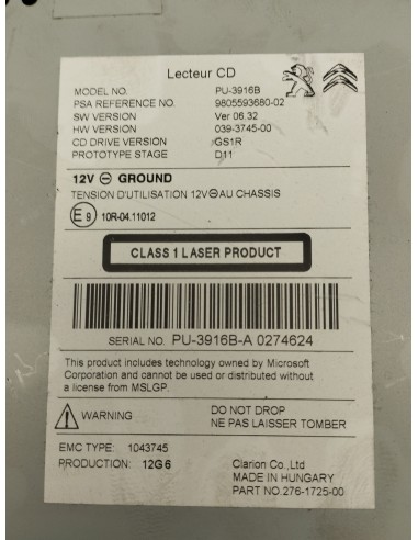 Recambio de modulo electronico para ds 4 style referencia OEM IAM 9805593680  