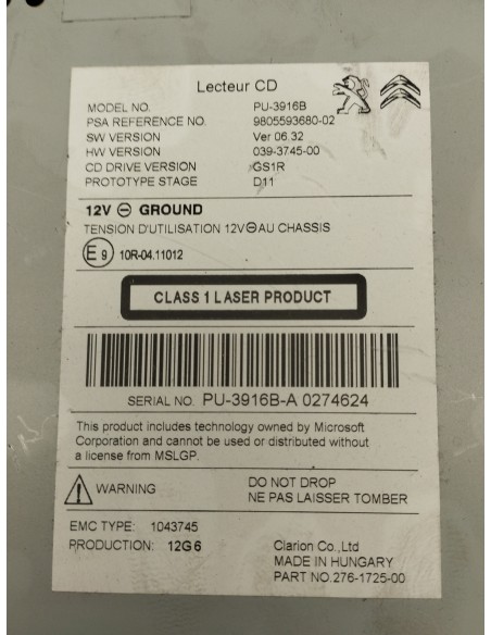 Recambio de modulo electronico para ds 4 style referencia OEM IAM 9805593680  