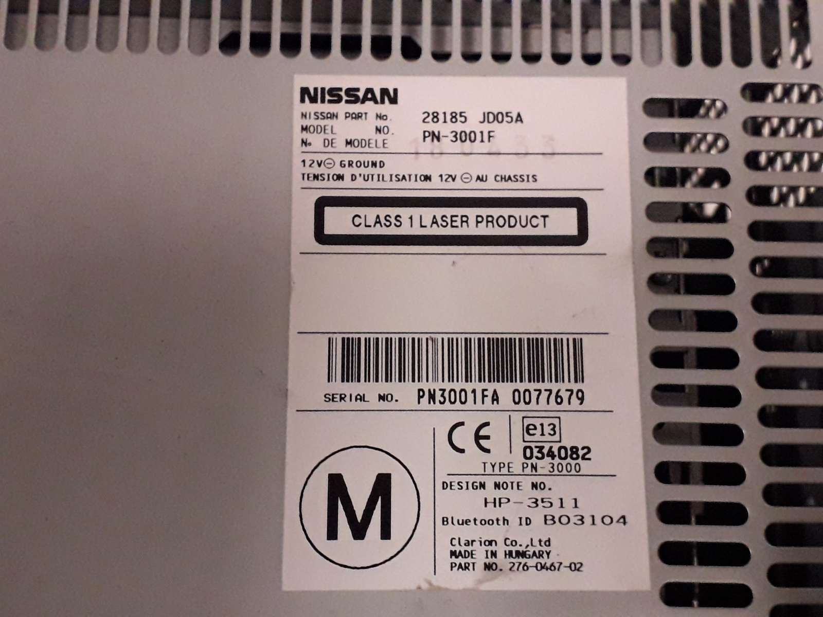 SISTEMA AUDIO / RADIO CD NISSAN QASHQAI (J10) 28185JD05A 28185JD05A - Vista 3